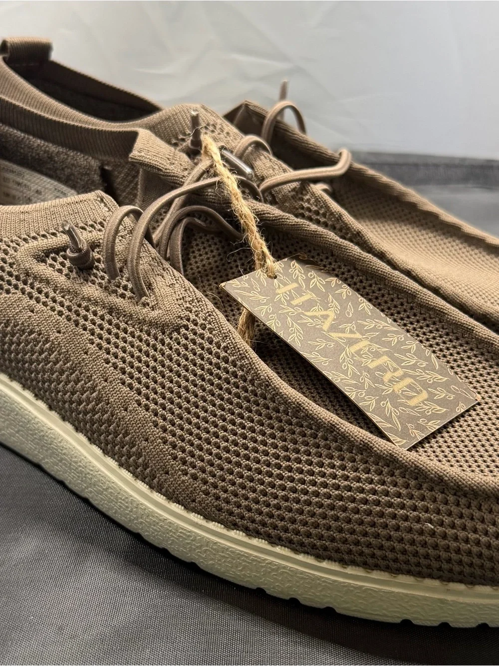 NWT ITAZERO Men's Khaki Knit Slip-On mesh Loafers boat shoes Shoes Size 11W